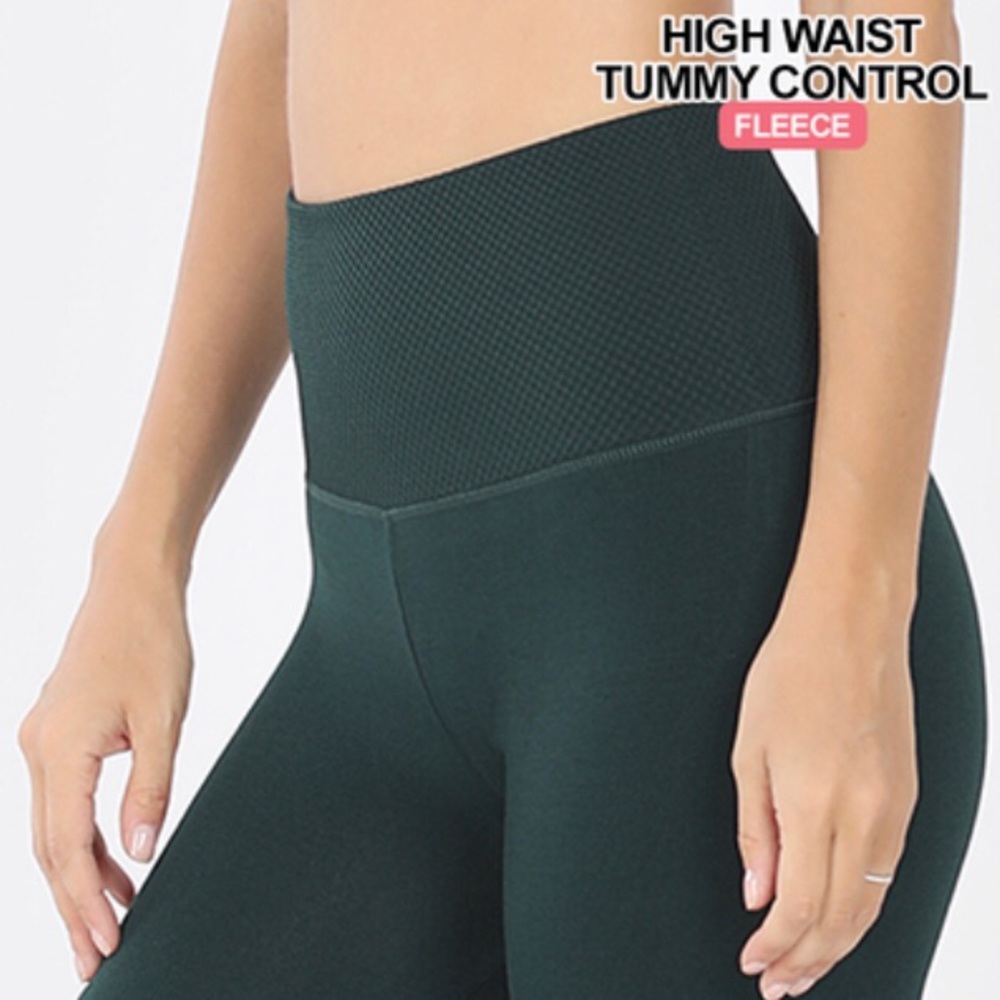 FLEECE TUMMY CONTROL GUSSET LEGGINGS S/M NEW